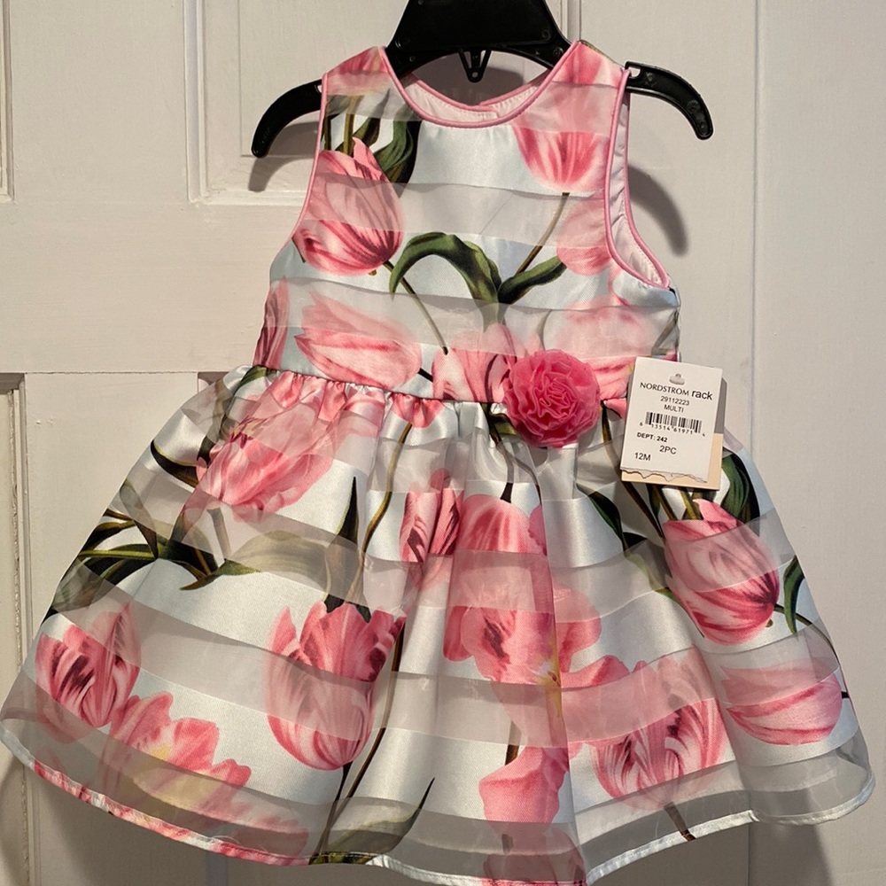 Pippa & Julie pink and white tulle dress, NWT, size 12mo